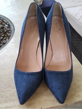 Kate Spade Denim Pointed-Toe Pumps - Denim Blue